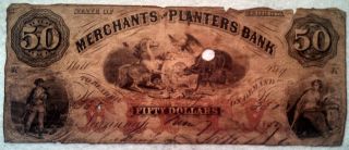 1859 Merchants And Planters Bank Fifty - Dollar Note - Savannah,  Ga photo