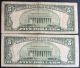 One 1953a $5 & One 1953b $5 Blue Seal Silver Certificate (f74709599a) Small Size Notes photo 1
