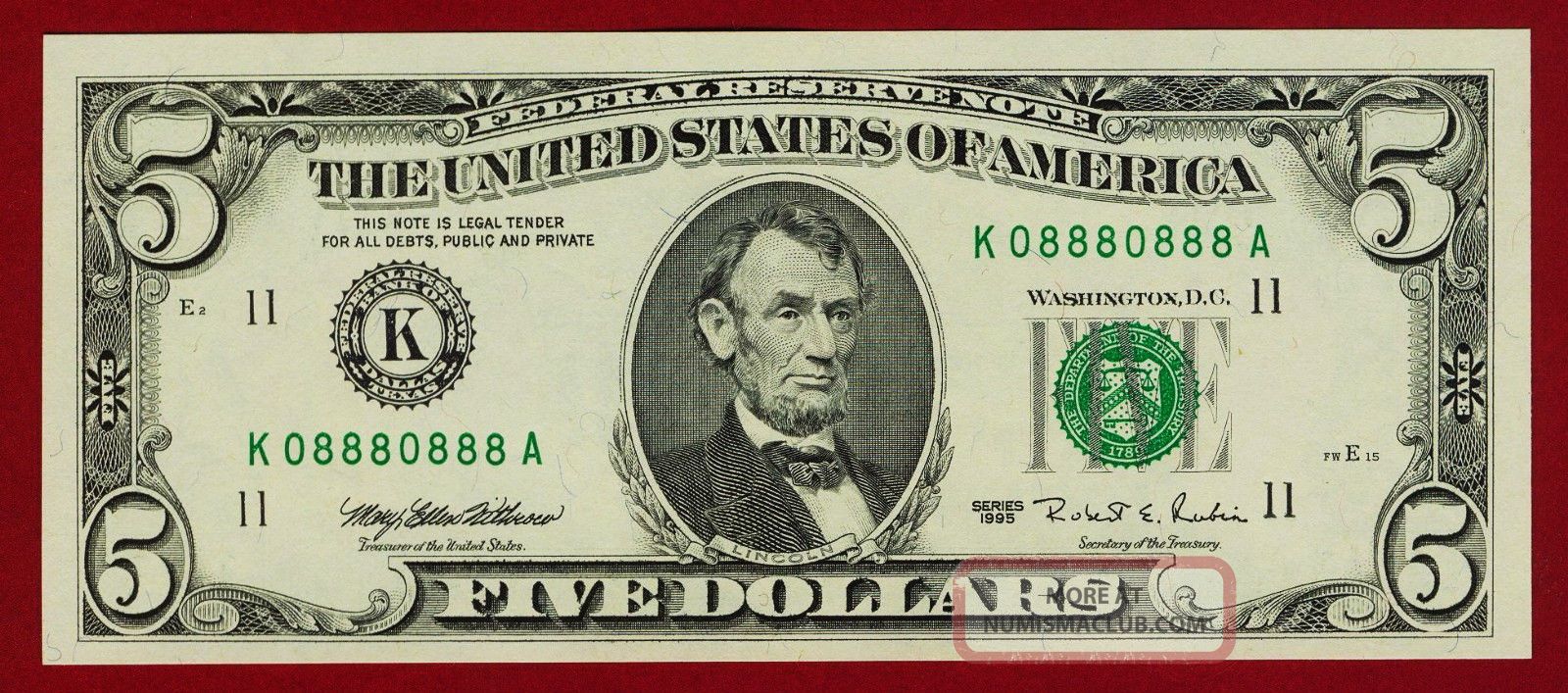 series 1995 $5 dollar bill serial number lookup