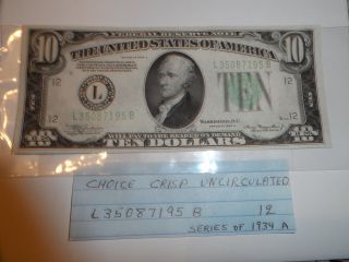 Ten Dollars Ferderal Reserve Note 1934a photo