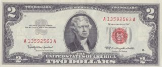 3 Red Seal $2 Bill Series 1963 Au photo