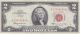 3 Red Seal $2 Bill Series 1963 Au Small Size Notes photo 2