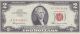 3 Red Seal $2 Bill Series 1963 Au Small Size Notes photo 4