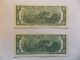 Two Dollar Bills Two Sequential Serial ' S Small Size Notes photo 1