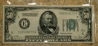 1928 $50 Fifty Federal Reserve Note Dollar Bill Green Seal Richmond Bank Rare photo
