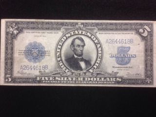 1923 5 Dollar Silver Certificate Porthole Lincoln photo