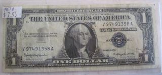 1957 B Blue Seal One Dollar Silver Certificate 318k photo
