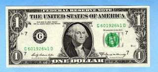CHICAGO $1 Federal Reserve Note One Dollar Bill 1974 series G//D