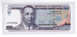 2011 Philippines 100 Peso Nds (design) Aquino Iii,  Tetangco,  Star Note Unc. photo