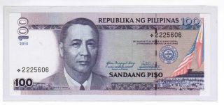 2010 Philippines 100 Peso,  Nds (design) Arroyo & Tetangco,  Star Note.  Unc. photo