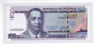 2006 Philippines 100 Peso,  Nds (design) Arroyo & Tetangco,  Star Note.  Unc. photo