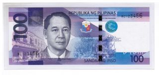100 Peso Mc 123456 2012 Philippines Ngc (generation) Aquino Iii Ladder No. photo