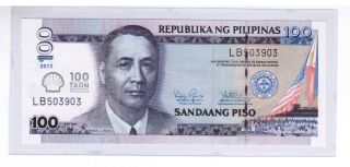 2013 (2014) Philippines 100 Peso Shell 100 Years Commemorative Note Unc photo