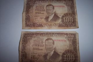 Spain 100 Pesetas 1953 Banknote World Currency Paper Money photo