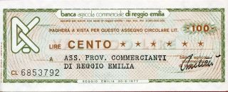 Banca Agricola Commerciale Di Reggio Emilia 100 Lire 1977 Unc photo