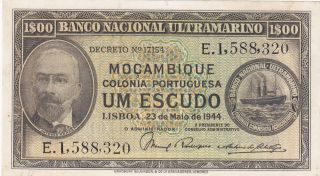 Portugal,  Moçambique,  Um Escudo 1944,  Paper Money photo