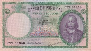 Portugal,  Vinte Escudos De 1951,  Paper Money Vf+++ photo