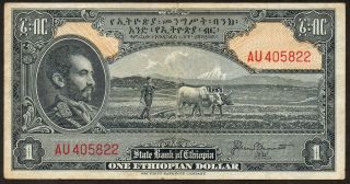 Ethiopia Nd1945 1 Dollar P 12b Vg - F photo