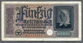 Germany Ww2 50 Reichsmark 1940 - 1945 Series A Vf/xf photo