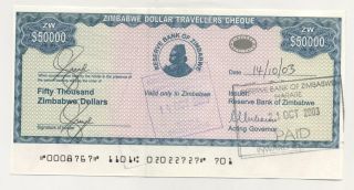 Zimbabwe 50000 Dollars 2003 Pick 19 Aunc photo