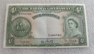 Bahamas 4 Shillings Banknote 1953 No Date Xf Crisp P - 13a photo