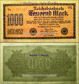 Germany 1922 September World War I 1000 Deutsche Mark Wwi Oe - 503729 Banknote photo