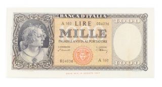 1947 Italy 1000 Lire Note,  Very Fine photo