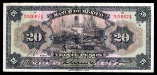 El Banco De Mexico 20 Pesos N/d (anchos) Serie I,  M4617h / Bkm - 2554 Vf photo