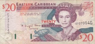 East Caribbean States: 20 Dollars,  Nd (1993),  P - 28g,  Tdlr photo
