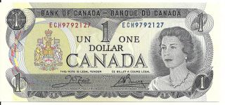 Bank Of Canada $1 1973 Crow - Bouey Ech9792127 Bc - 46b Cunc photo