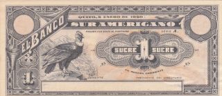 Ecuador: 1 Sucre,  2 - 1 - 1920 Banco Sur Americano,  P - S251r,  Crisp Unc photo
