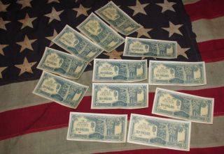 12 Unc Japan Occupational Currency,  Malaya,  Ten Dollars,  10,  Wwii photo