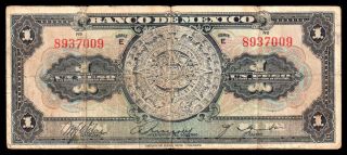 Banco De Mexico 1 Peso Aztec Calendar Serie E,  M4635d / Bkm - 4.  Fine photo