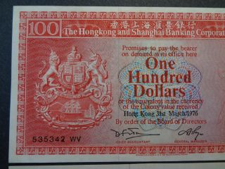 Hong Kong 1976 + 1977 (larger Size) Hsbc $100 Dollars,  Top 2 Key - Date,  Choice Au photo