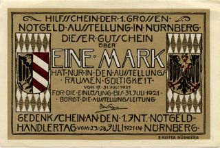 Germany 1 Mark 1921 Nurnberg 0000456 photo