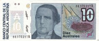 Argentina Banknote 10 Australes Circulated Vf photo