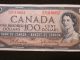 $100 Bank Note Canada 1954 Prefix B/j7018062 Beattie/rasminsky Modified Portrait Canada photo 3