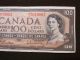 $100 Bank Note Canada 1954 Prefix B/j7018062 Beattie/rasminsky Modified Portrait Canada photo 4