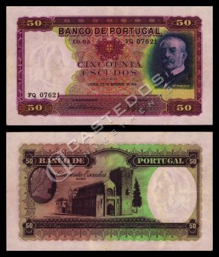 Portugal 50 Escudos,  Ramalho Ortigão,  25 - 11 - 1941,  P154a,  Unc - photo