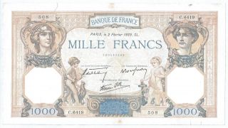 (of391201) France Paper Note - 1000 Mille Francs 1939 - Vf photo