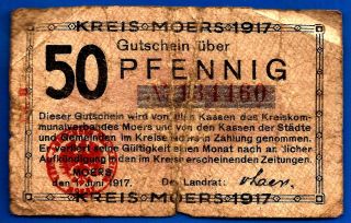 Germany 50 Pfennig 1917 Gutschein Kreis Moers Notgeld Europe photo
