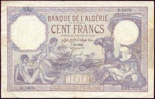 Algeria 1932 100 Francs Banknote P - 81b 