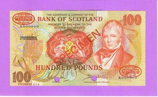 1971 100 Pounds Bank Of Scotland Specimen Prefix A In Ch/unc Cond,  2 Delarue, photo