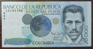 Columbia Pk 454i 2004 20,  000 Pesos Banknote photo