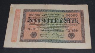 German Paper Money Zwanzigtausend 20000 Mark 1923 Banknote photo