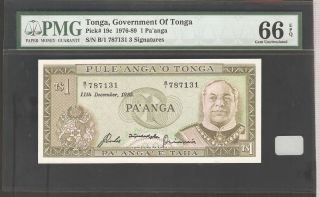 1976 - 89 Tonga 1 Pa ' Anga Pmg 66 Epq Pick 19c S/n B/i 787131 photo