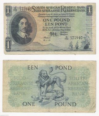 Union Of South Africa 1 Pound Mh De Kock 21.  1.  52 photo