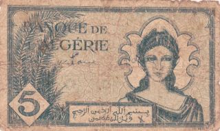 Bank Del Algerie 5 Franqs Note photo