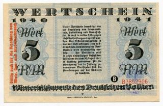 Nazi Germany Whw Winterhilfswerk Winter Help 5 Rm 1940 - 41 Overprint 30august Unc photo