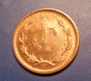 1942 Uncirculated Mexico 1 Centavo,  Red - Brown photo